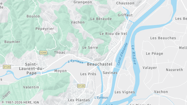 Carte de la zone d'intervention à Beauchastel