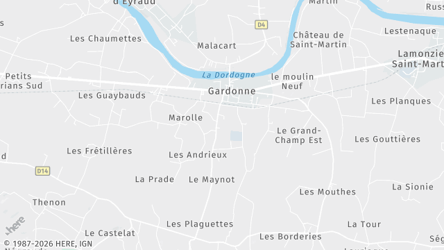 Carte de la zone d'intervention à Gardonne
