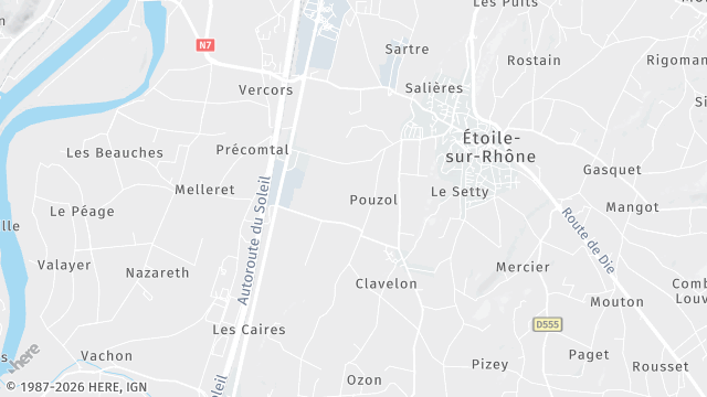 Carte de la zone d'intervention à Étoile-sur-Rhône