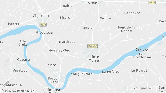 Carte de la zone d'intervention à Sainte-Terre
