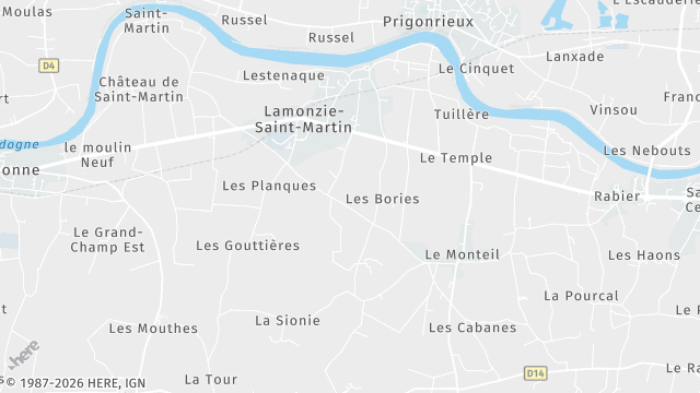 Carte de la zone d'intervention à Lamonzie-Saint-Martin