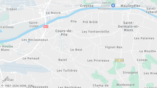 Carte de la zone d'intervention à Cours-de-Pile