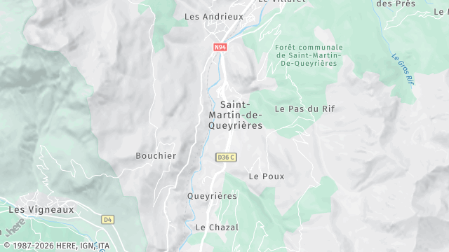 Carte de la zone d'intervention à Saint-Martin-de-Queyrières