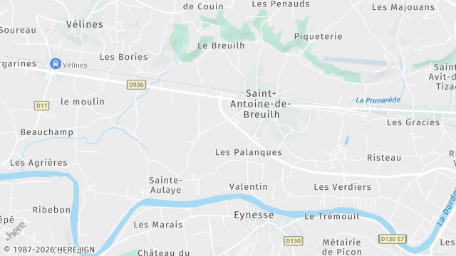 Carte de la zone d'intervention à Saint-Antoine-de-Breuilh