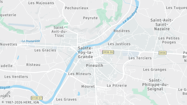 Carte de la zone d'intervention à Sainte-Foy-la-Grande