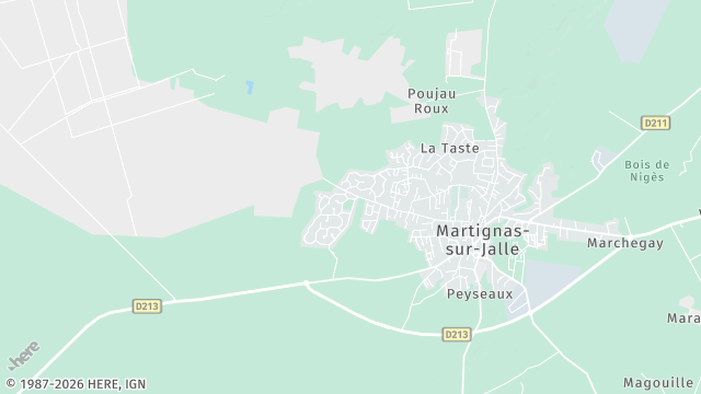Carte de la zone d'intervention à Martignas-sur-Jalle