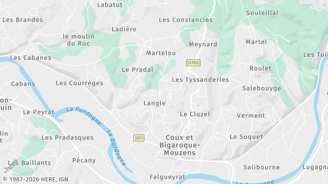 Carte de la zone d'intervention à Coux et Bigaroque-Mouzens