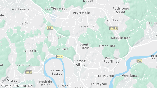 Carte de la zone d'intervention à Carsac-Aillac