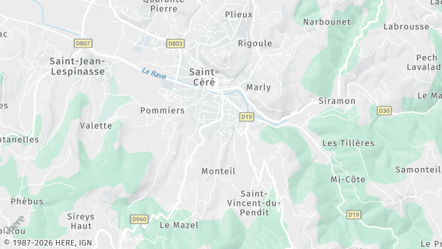 Carte de la zone d'intervention à Saint-Céré