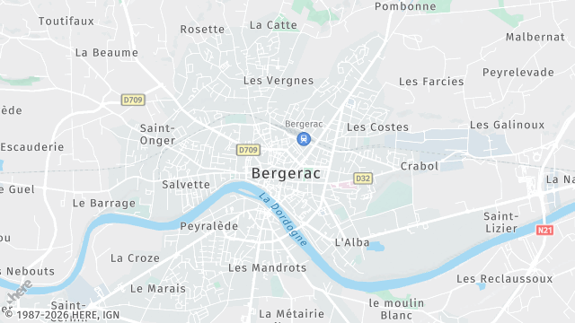 Carte de la zone d'intervention à Bergerac