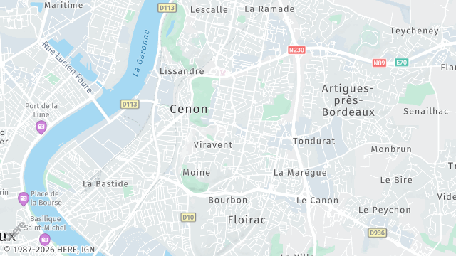 Carte de la zone d'intervention à Cenon