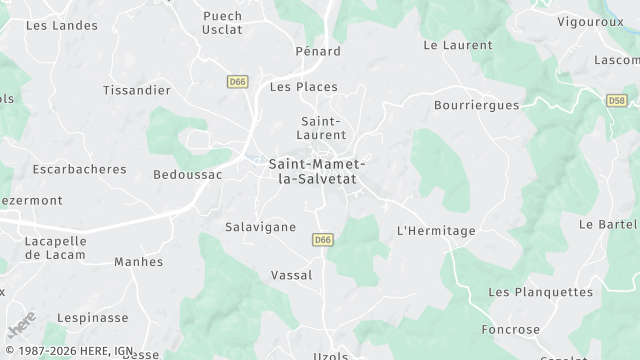 Carte de la zone d'intervention à Saint-Mamet-la-Salvetat