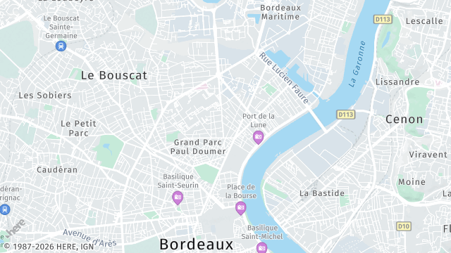 Carte de la zone d'intervention à Bordeaux