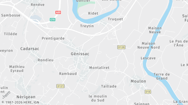 Carte de la zone d'intervention à Génissac