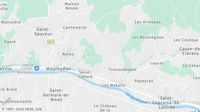 Carte de la zone d'intervention à Mouleydier