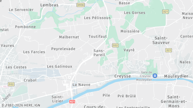 Carte de la zone d'intervention à Creysse