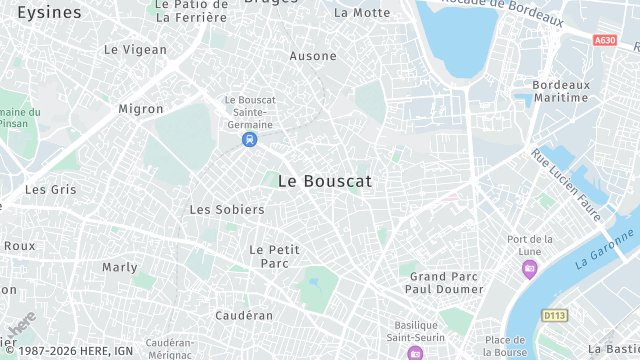 Carte de la zone d'intervention à Le Bouscat
