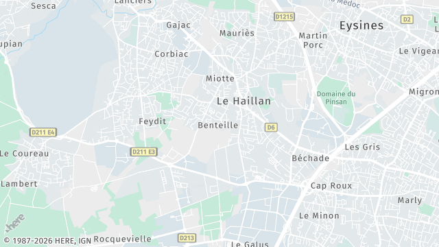 Carte de la zone d'intervention à Le Haillan