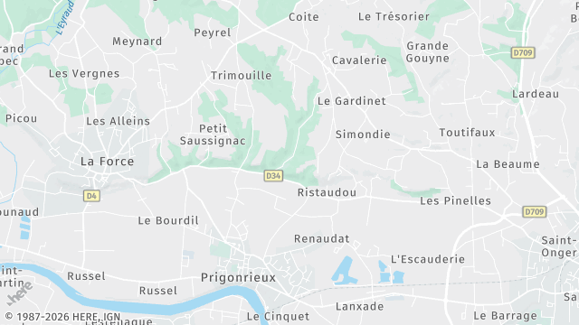 Carte de la zone d'intervention à Prigonrieux
