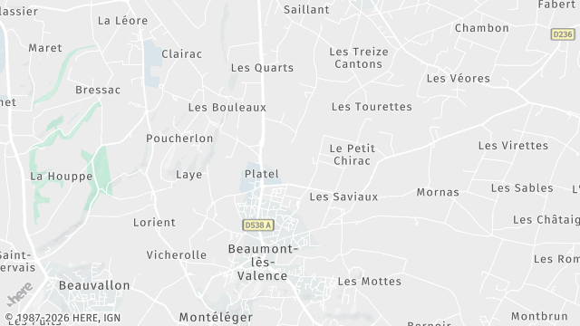 Carte de la zone d'intervention à Beaumont-lès-Valence