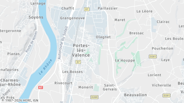 Carte de la zone d'intervention à Portes-lès-Valence