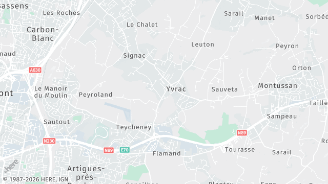 Carte de la zone d'intervention à Yvrac