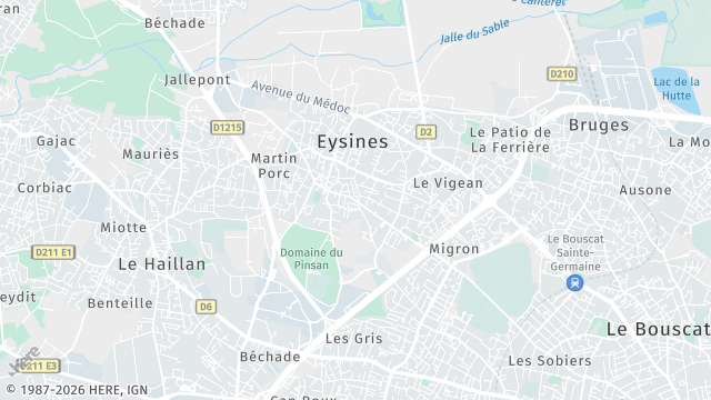 Carte de la zone d'intervention à Eysines