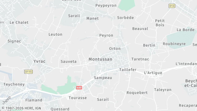 Carte de la zone d'intervention à Montussan