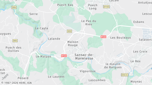 Carte de la zone d'intervention à Sansac-de-Marmiesse