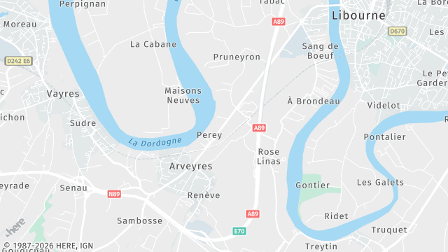 Carte de la zone d'intervention à Arveyres