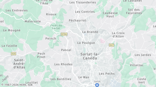 Carte de la zone d'intervention à Sarlat-la-Canéda
