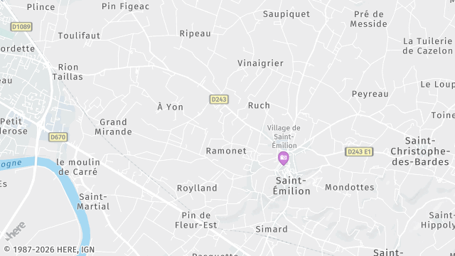 Carte de la zone d'intervention à Saint-Émilion