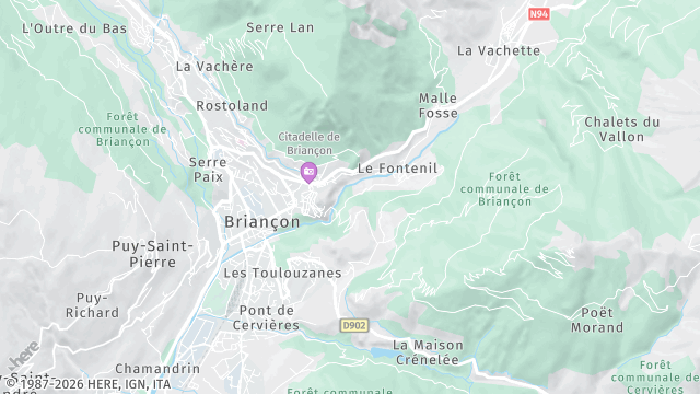 Carte de la zone d'intervention à Briançon