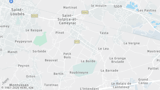 Carte de la zone d'intervention à Saint-Sulpice-et-Cameyrac