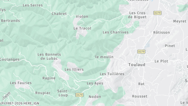Carte de la zone d'intervention à Toulaud