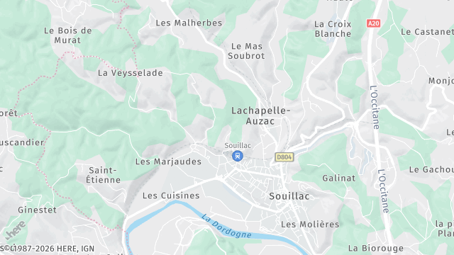 Carte de la zone d'intervention à Souillac