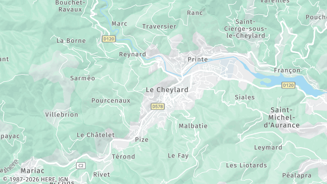 Carte de la zone d'intervention à Le Cheylard