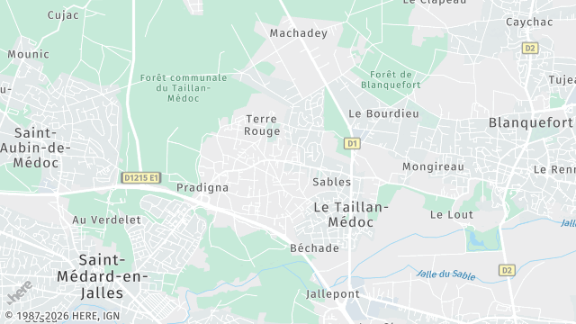 Carte de la zone d'intervention à Le Taillan-Médoc