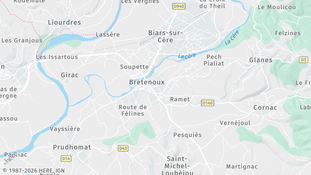 Carte de la zone d'intervention à Bretenoux