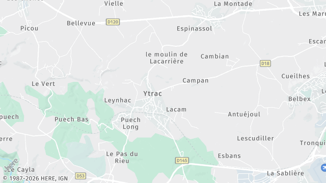 Carte de la zone d'intervention à Ytrac