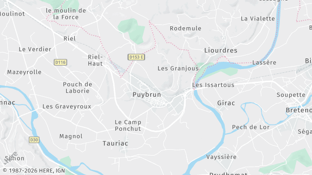 Carte de la zone d'intervention à Puybrun