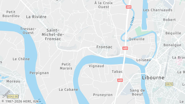 Carte de la zone d'intervention à Fronsac