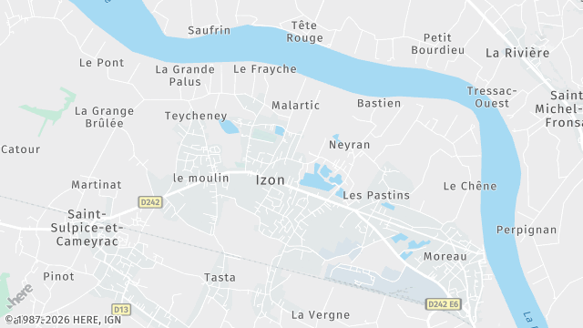 Carte de la zone d'intervention à Izon