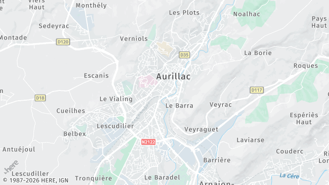 Carte de la zone d'intervention à Aurillac