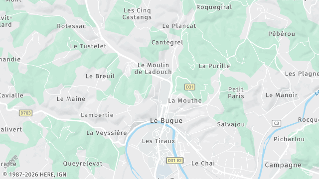 Carte de la zone d'intervention à Le Bugue