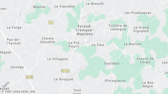 Carte de la zone d'intervention à Eyraud-Crempse-Maurens