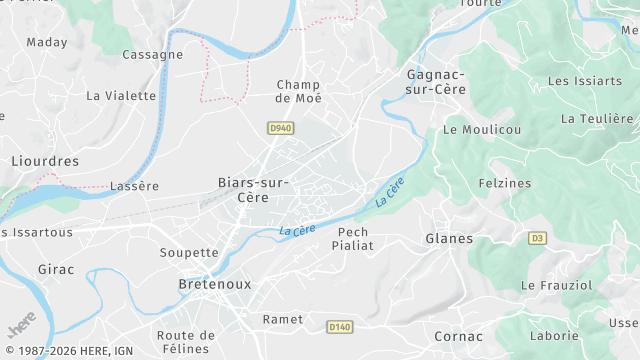 Carte de la zone d'intervention à Biars-sur-Cère