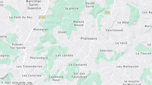 Carte de la zone d'intervention à Proissans