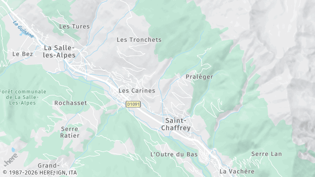 Carte de la zone d'intervention à Saint-Chaffrey
