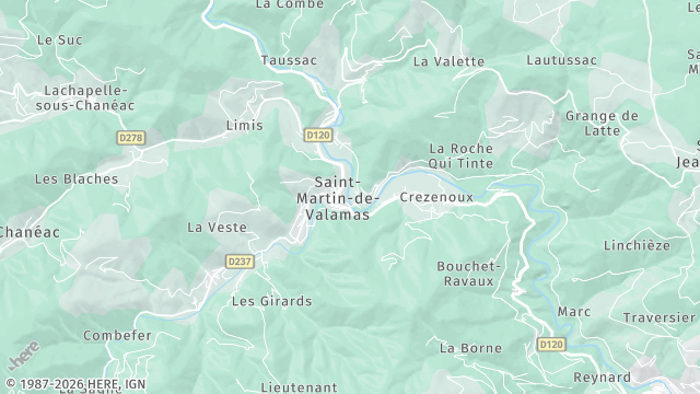 Carte de la zone d'intervention à Saint-Martin-de-Valamas